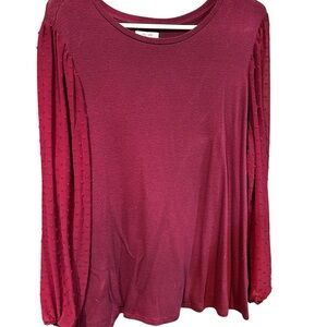 Maurices Deep Red Textured Sleeve Blouse